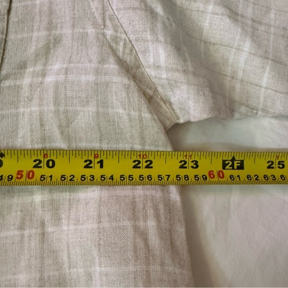 TURNBURY 100%linen Men's Beige Plaid button down contemporary casual Shirt M - Picture 7 of 10